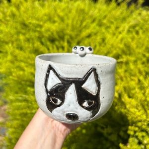 Boston terrier art pottery mug